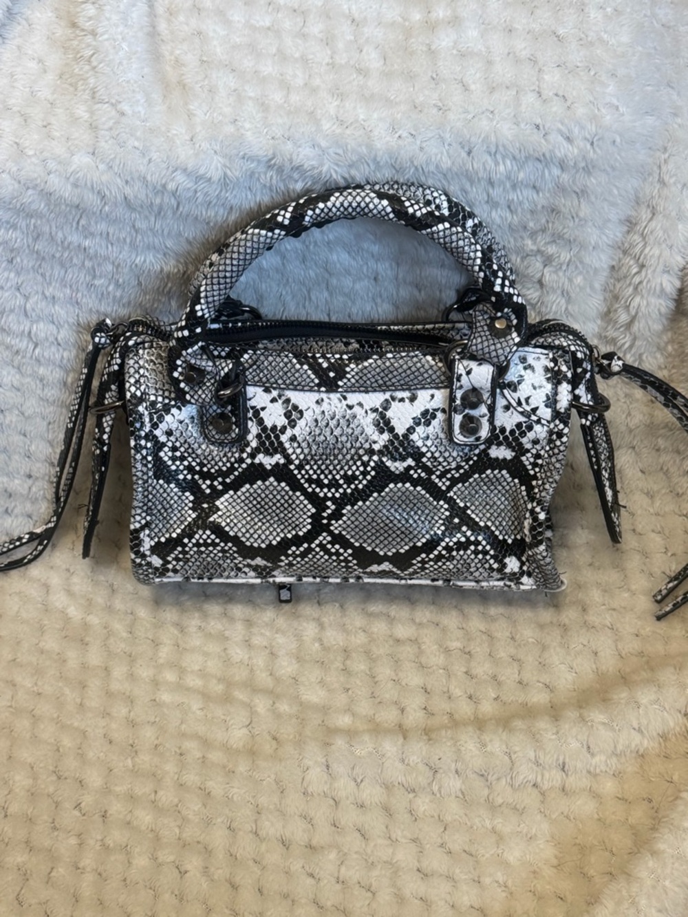 Balenciaga (Fake) Silver Python Embossed Leather Mini Classic City Bag - Picture 7 of 9